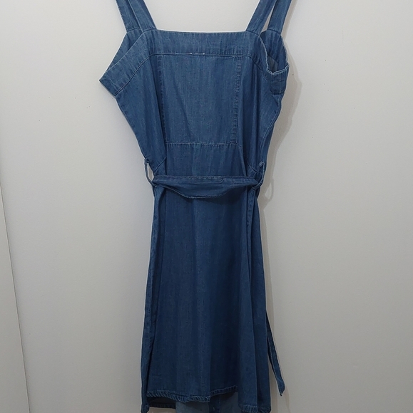 Tillys Sky and Sparrow Blue Button Up Tie Denim Dress Size Medium Cotton - Picture 6 of 8